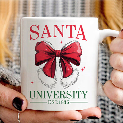 Teesdily | Retro Santa Bow University Est 1836 Shirt, Coquette Bow Christmas Sweatshirt, Social Club Santa Tee