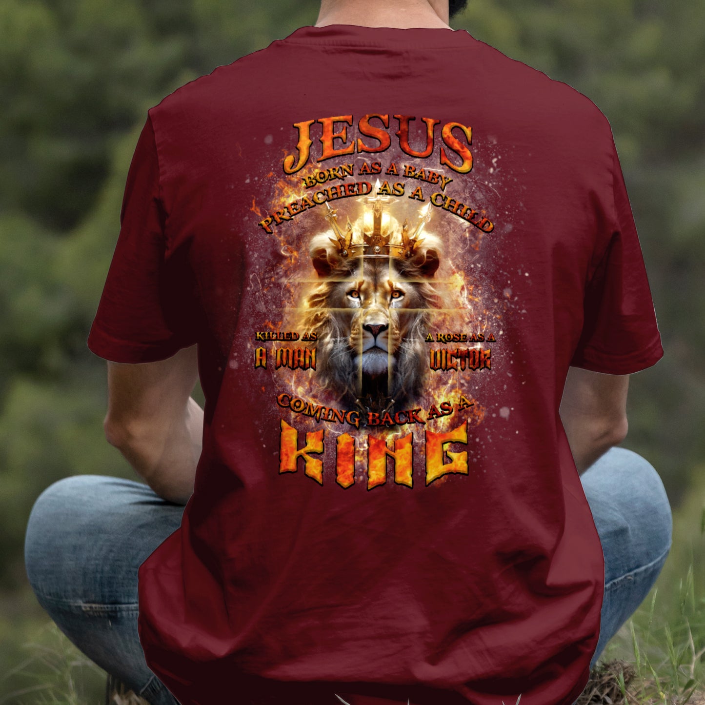 Teesdily | Jesus Coming Back As A King Lion Shirt, Christian Cross Lion Sweatshirt, Jesus King Hoodie Mug, Faith Religious Gift