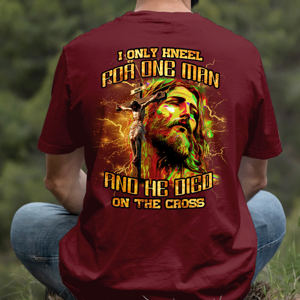 Teesdily | I Only Kneel For One Man And He Died On The Cross Shirt, Jesus Christ Cross Sweatshirt, Faith Religious Hoodie Mug