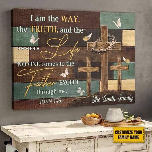 Teesdily | Personalized Jesus Cross Art Poster, I Am The Way The Truth And The Life Canvas, God Faith Believers Christian Gifts, Religious Poster