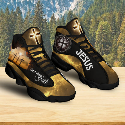 Teesdily | Jesus Christ Cross Basketball Shoes, Just Have Faith Christian Running Shoes, Footwear Sport Religious Faith Gift