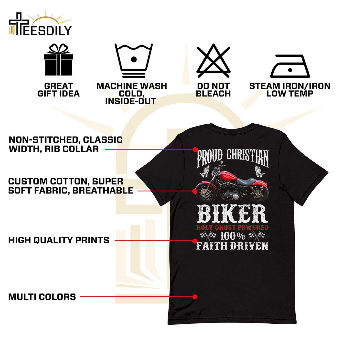 Teesdily | Christian Biker Customized Graphic Tees Men, Motorcycle Faith Driven Men's T-shirts Hoodie Sweatshirt Mug, Speed Lover Gifts, Biker Tops