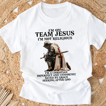 Teesdily | Jesus Warrior Of God Shirt, I'm On Team Jesus Hoodie Sweatshirt Mug, Bible Verse Pullover, God Faith Believer Gifts, Unisex Apparel