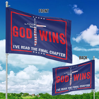 Teesdily | American Flag Jesus House Flag, God Wins I've Read The Final Chapter Garden Flag, Patriotic Flag, Outdoor Decor Gifts