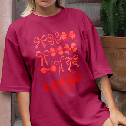 Teesdily | You Are Loved John 3 16 Shirt, Jesus Bow Coquette Valentines Sweatshirt, Bible Verse Christian Hoodie Mug, Valentine Gift