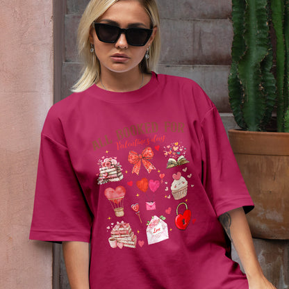 Teesdily | All Booked For Valentine's Day Shirt, Valentine Coquette Sweatshirt, Valentine's Day Coquette Bow Hoodie Mug Lover