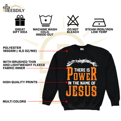 Teesdily | Jesus Crown Shirt, There Is Power In The Name Of Jesus Tee Hoodie Sweatshirt Mug, Christian Gifts, Inspirational Christian Tee