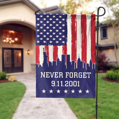 Teesdily | 11 September Day American Flag Yard Decor, 911 Never Forget House Flag, Indoor Decoration House Banner, Memorial Day Patriot Gifts