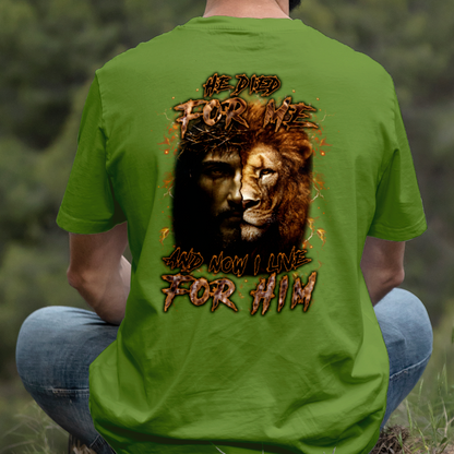 Teesdily | He Died For Me And Now I Live For Him Shirt, Jesus Lion Of Judah Sweatshirt, Jesus Cross Hoodie Mug, Christian Gift