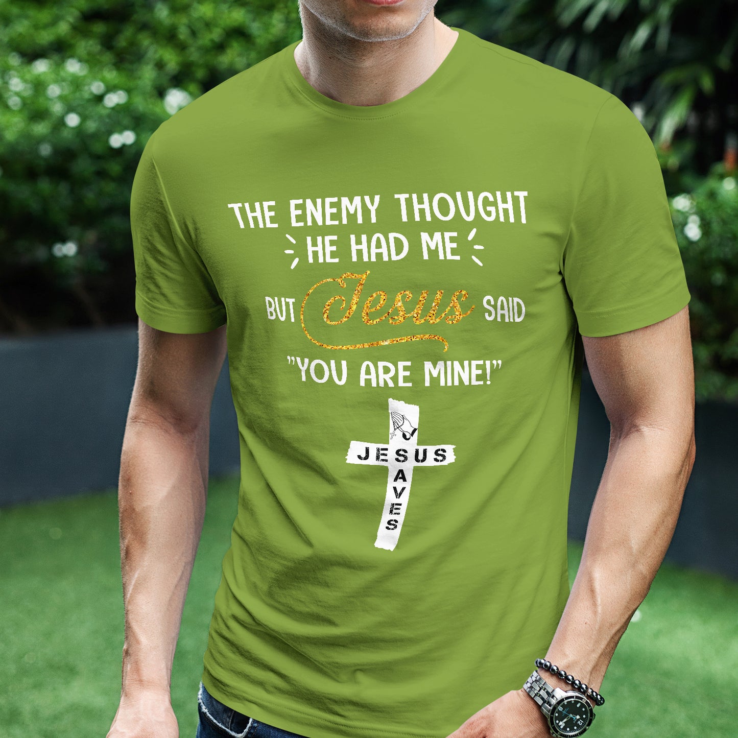 Teesdily | Jesus Cross Art Shirt, The Enemy Thought He Had Me But Jesus Said You Are Mine Tee, Jesus Lovers Gifts, Christian Shirt