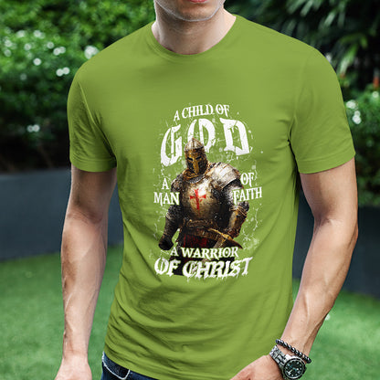 Teesdily | A Child Of God Shirt, A Man Of Of Faith Sweatshirt, A Warrior Of Christ Hoodie Mug, Jesus Warrior Templar Tee Gift