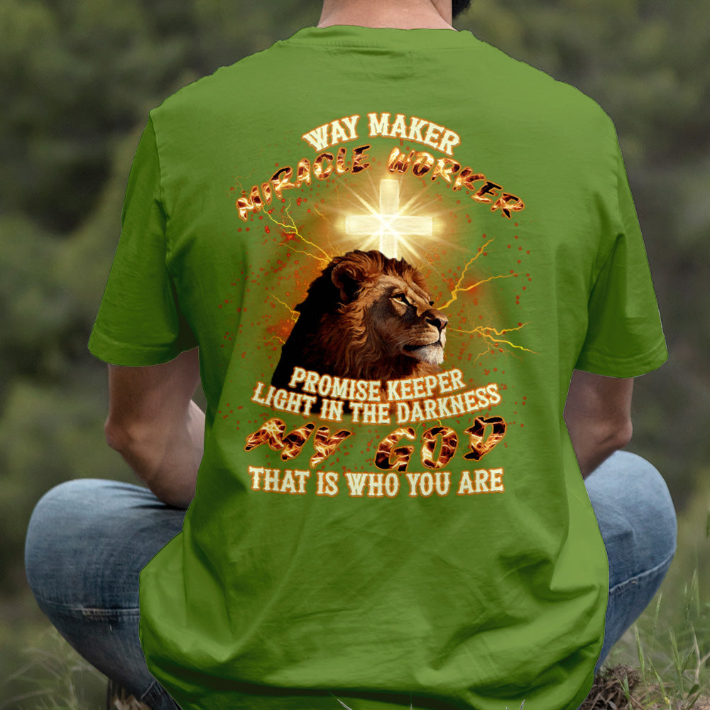 Teesdily | Way Maker Miracle Worker Promises Keeper Shirt, Jesus Cross Lion Sweatshirt, My God Hoodie Mug, Faith Religious Gift