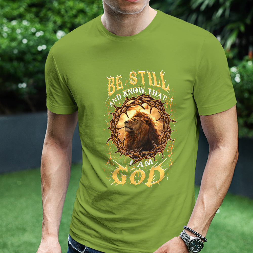 Teesdily | Be Still And Know That I Am God Shirt, Jesus Lion Of Judah Sweatshirt, Christ Cross Hoodie Mug, Faith Religious Gift