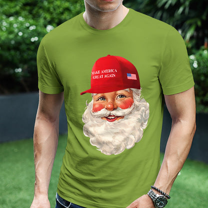 Teesdily | Santa Make Christmas Great Again Shirt, Funny Santa Christmas Sweatshirt, American Flag Santa Hoodie Mug, Xmas Gift