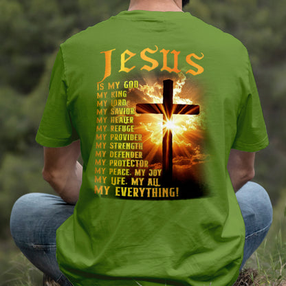 Teesdily | Jesus Is My God Shirt, Jesus My Everything Sweatshirt , Jesus Christian Cross Light Hoodie Mug, Religious Faith Gift