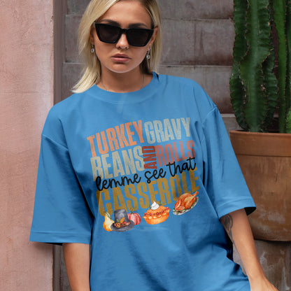 Teesdily | Thanksgiving Shirt, Turkey Gravy Beans And Rolls Tee Sweatshirt Hoodie Mug, Thanksgiving Gift, Turkey Fall Gift