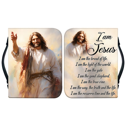 Teesdily | Jesus Painting Personalized Bible Covers, Jesus Christ Bible Study Accessories, I Am The Resurrection, God Prayer Inspirational Custom Gift