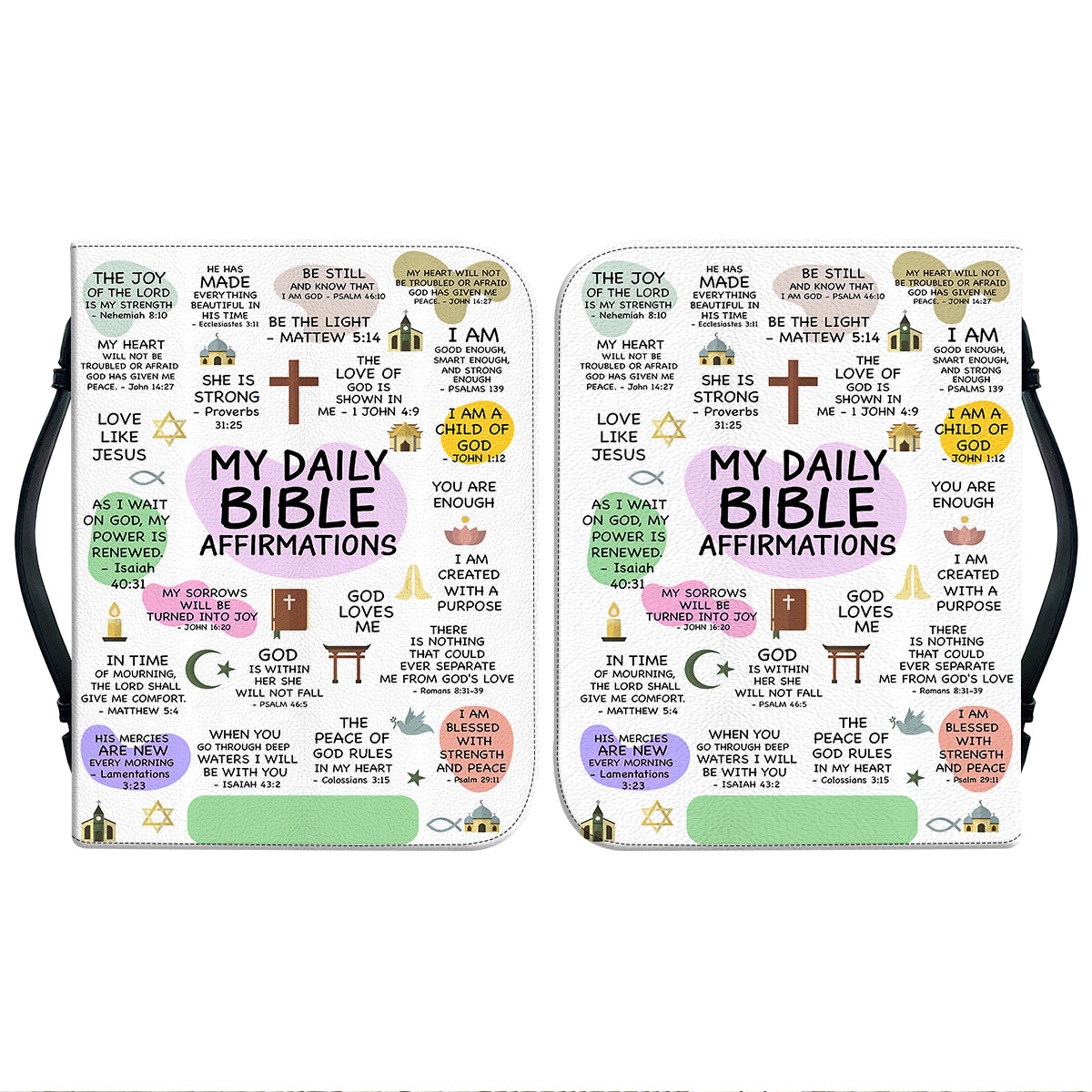 Teesdily | Jesus Daily Bible Affirmations Personalized Bible Cover Jesus Christ Bible Bags The Joy Of Lord Is My Strength Spiritual Gift For Christian