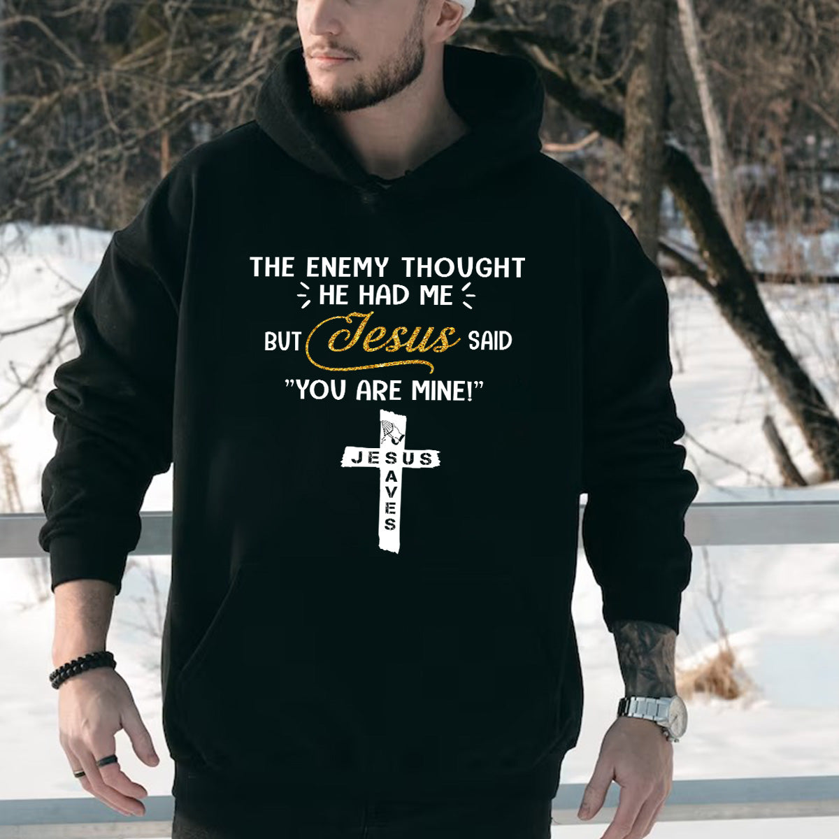 Teesdily | Jesus Cross Art Shirt, The Enemy Thought He Had Me But Jesus Said You Are Mine Tee, Jesus Lovers Gifts, Christian Shirt