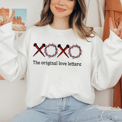 Teesdily | Jesus Cross Shirt, The Original Love Letters Unisex Shirt Sweatshirt Hoodie Mug, Jesus Lovers Gifts, Christian Tee, Christian Xoxo Shirt