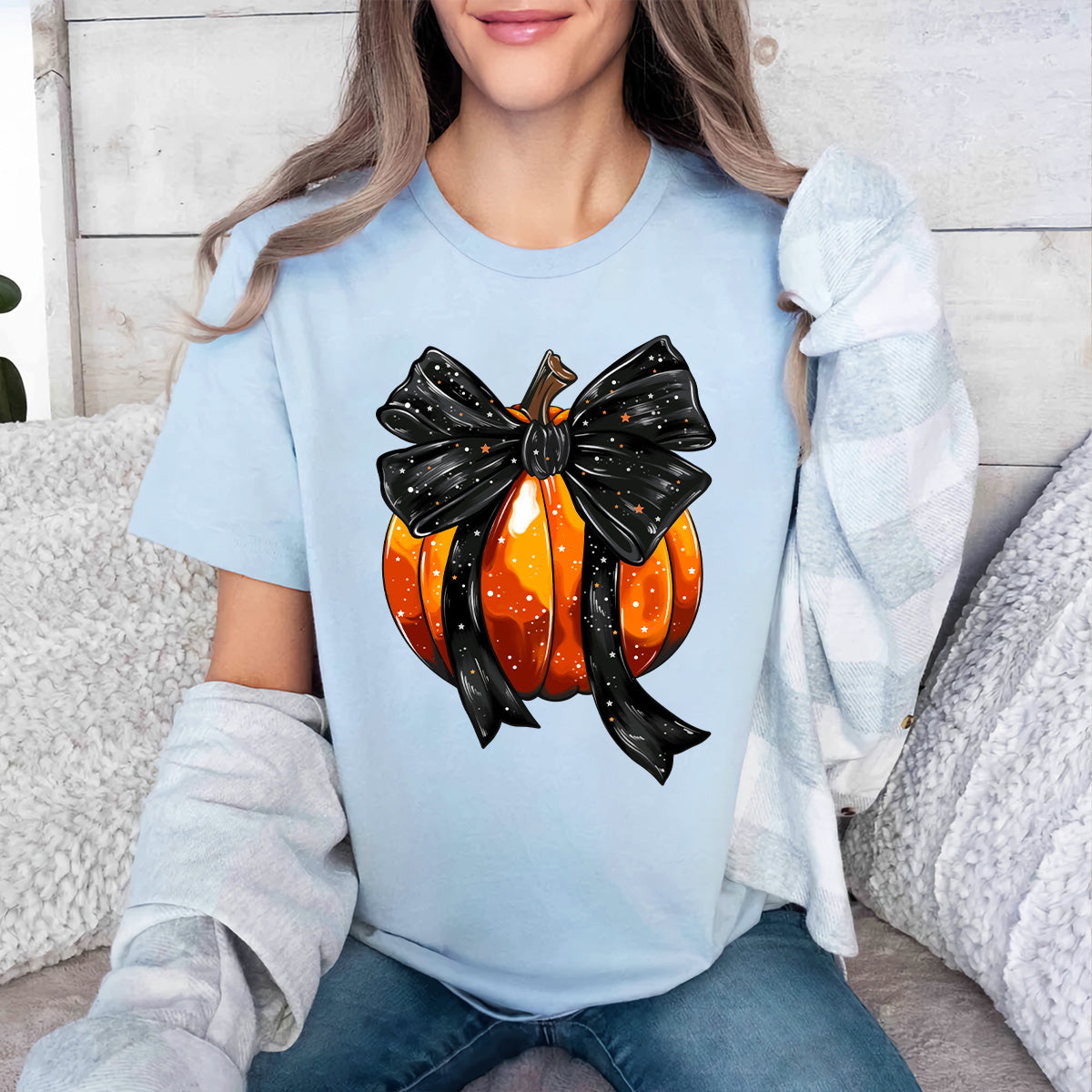 Teesdily | Retro Halloween Coquette Bow Spooky Shirt, Fall Pumpkin Coquette Bow Sweatshirt, Fall Vibes Hoodie, Fall Season Shirt, Halloween Tees