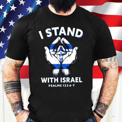 Teesdily | I Stand With Israel Back Design Tshirt, Jesus Hoodie Sweatshirt Mug, Israel Flag Shirt, Israel Support Gifts