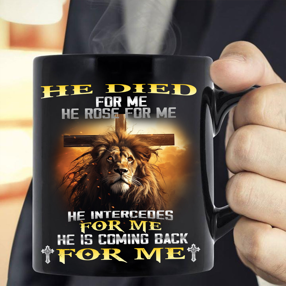 Teesdily | Lion Of Judah Jesus Cross Shirt, He Is Coming Back For Me Jesus Shirt, Jesus Lovers, Jesus Lion Hoodie Sweatshirt Mug, Jesus Lovers