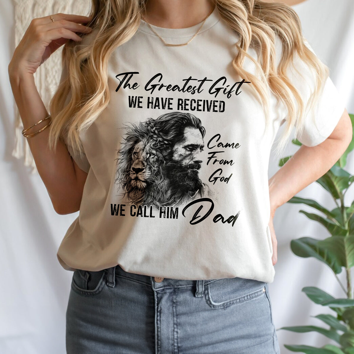 Teesdily | Jesus Lion Shirt, We Call Him Dad Shirt, Christian Father's Day Gift, God Gift, Unisex Tshirt Hoodie Sweatshirt Mug, Jesus Lover Gift