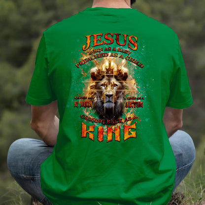 Teesdily | Jesus Coming Back As A King Lion Shirt, Christian Cross Lion Sweatshirt, Jesus King Hoodie Mug, Faith Religious Gift