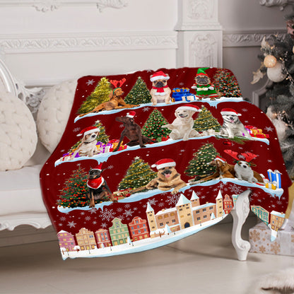 Teesdily | Christmas Cat Blanket, Funny Dog Family Throw Blanket Christmas, Santa Pet Lover Blanket, Cat Mom Dog Dad Xmas Gifts