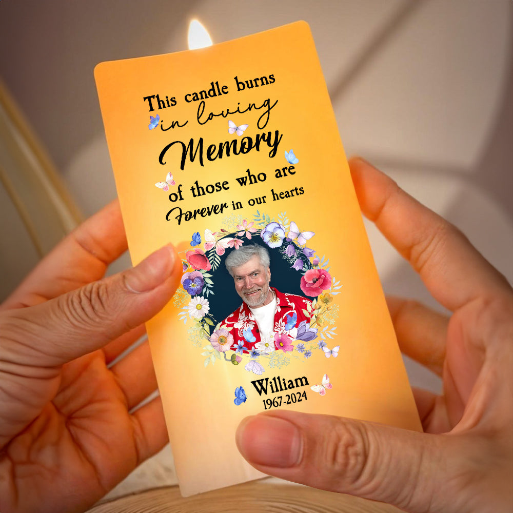 Teesdily | Customized Memorial Family Led Candle, Forever In Our Heart Flameless Candle Xmas Gift, Christmas Candle Gift