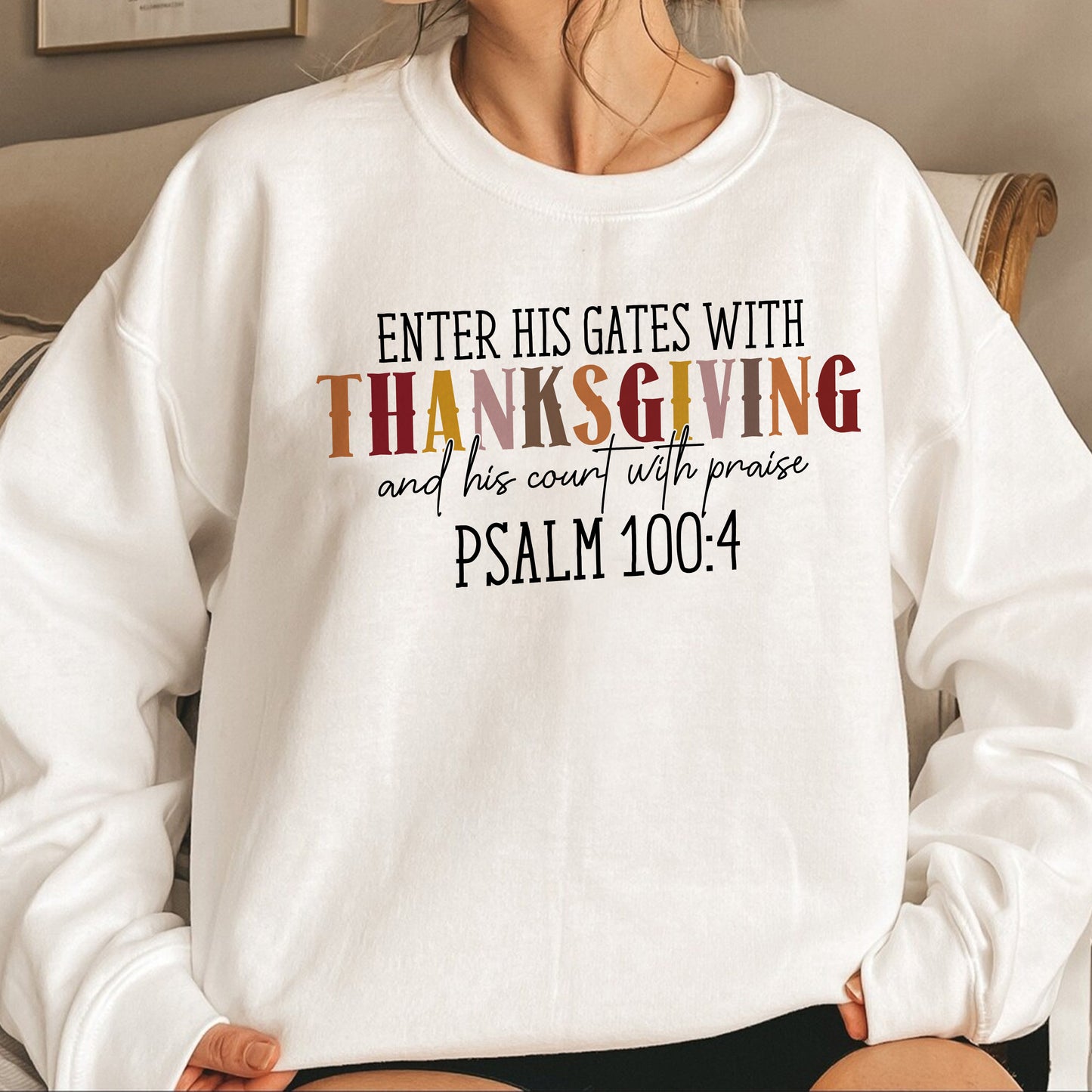 Teesdily | Jesus Thanksgiving Shirt, Enter His Gates With Thanksgiving Tee Sweatshirt Hoodie Mug, Christ Thanksgiving Gift