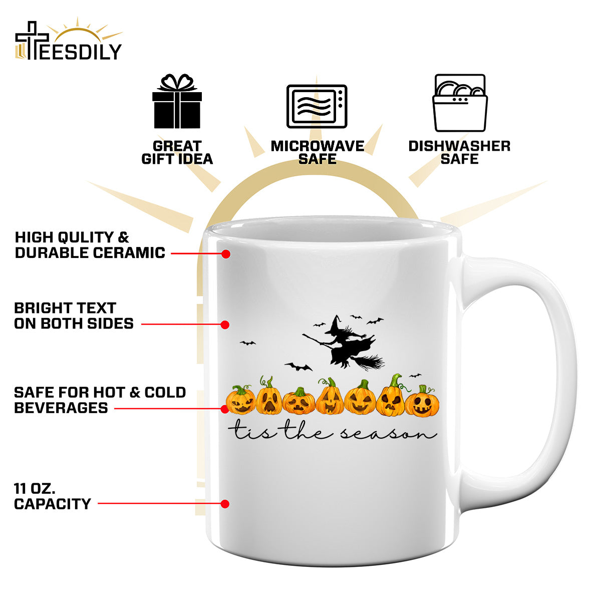 Teesdily | The Season Halloween Shirt, Funny Pumpkin Icon Tee Sweatshirt Hoodie, Spooky Season Mug, Halloween Gifts Idea