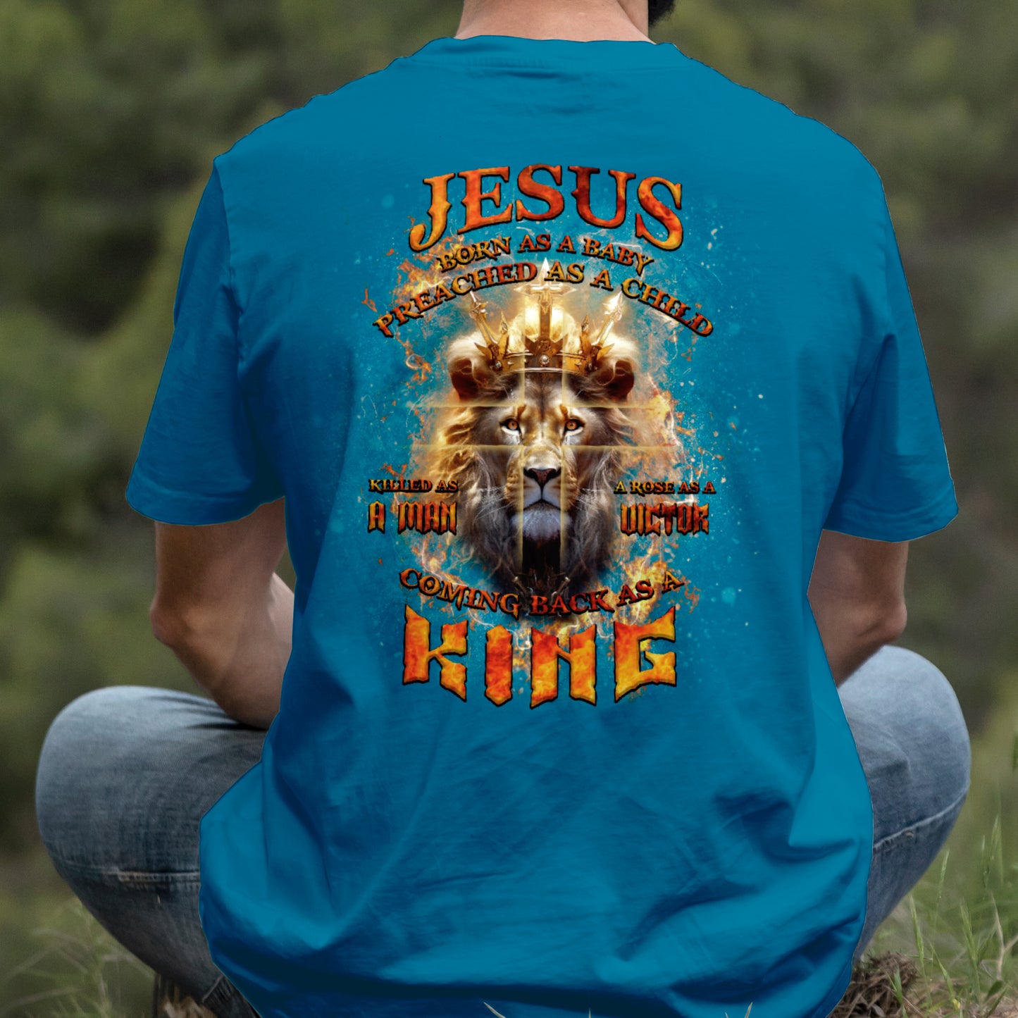 Teesdily | Jesus Coming Back As A King Lion Shirt, Christian Cross Lion Sweatshirt, Jesus King Hoodie Mug, Faith Religious Gift