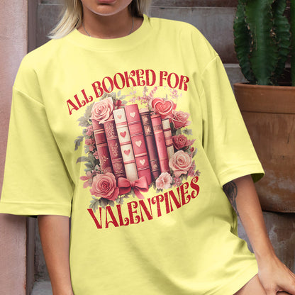 Teesdily | All Booked For Valentines Shirt, Book Lover Sweatshirt, Bookish Floral Valentine Hoodie, Bookworm Mug, Librarian Gift