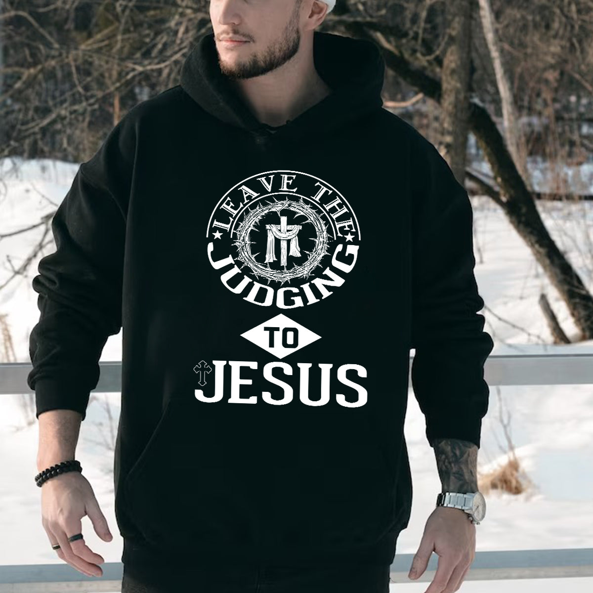 Teesdily | Leave The Judging To Jesus Shirt, God Cross Thorns, Faith Believers, Jesus Gift, Unisex Tshirt Hoodie Sweatshirt Mug