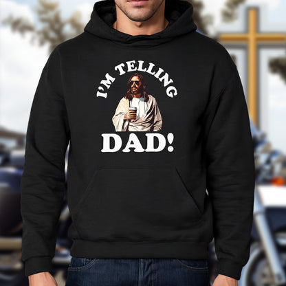 Teesdily | I'm Telling Dad Jesus Tshirt, Cool Jesus Coffee Shirt, Jesus Coffee Tee, Dad Gift, Unisex Tshirt Hoodie Sweatshirt Mug