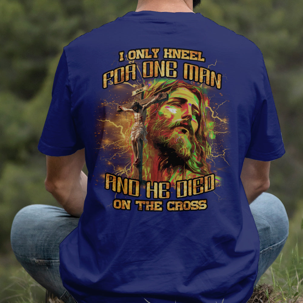 Teesdily | I Only Kneel For One Man And He Died On The Cross Shirt, Jesus Christ Cross Sweatshirt, Faith Religious Hoodie Mug