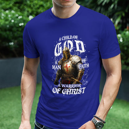 Teesdily | A Child Of God Shirt, A Man Of Of Faith Sweatshirt, A Warrior Of Christ Hoodie Mug, Jesus Warrior Templar Tee Gift