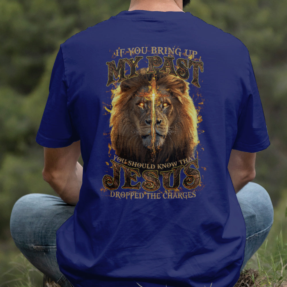 Teesdily | Jesus Christ Lion Cross Shirt, Jesus Dropped The Charges Lion Sweatshirt, Faith Religious Hoodie Mug, Jesus Lover Gift