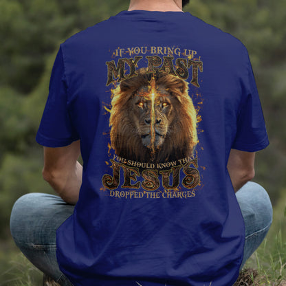 Teesdily | Jesus Christ Lion Cross Shirt, Jesus Dropped The Charges Lion Sweatshirt, Faith Religious Hoodie Mug, Jesus Lover Gift