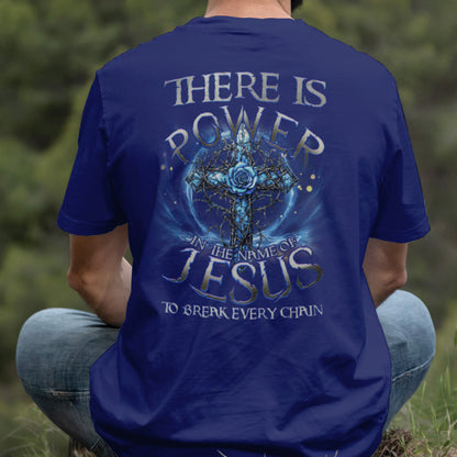 Teesdily | There Is Power In The Name Of Jesus Shirt, Christian Cross Sweatshirt, Jesus Rose Hoodie Mug, Faith Gift Men