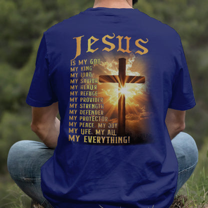 Teesdily | Jesus Is My God Shirt, Jesus My Everything Sweatshirt , Jesus Christian Cross Light Hoodie Mug, Religious Faith Gift