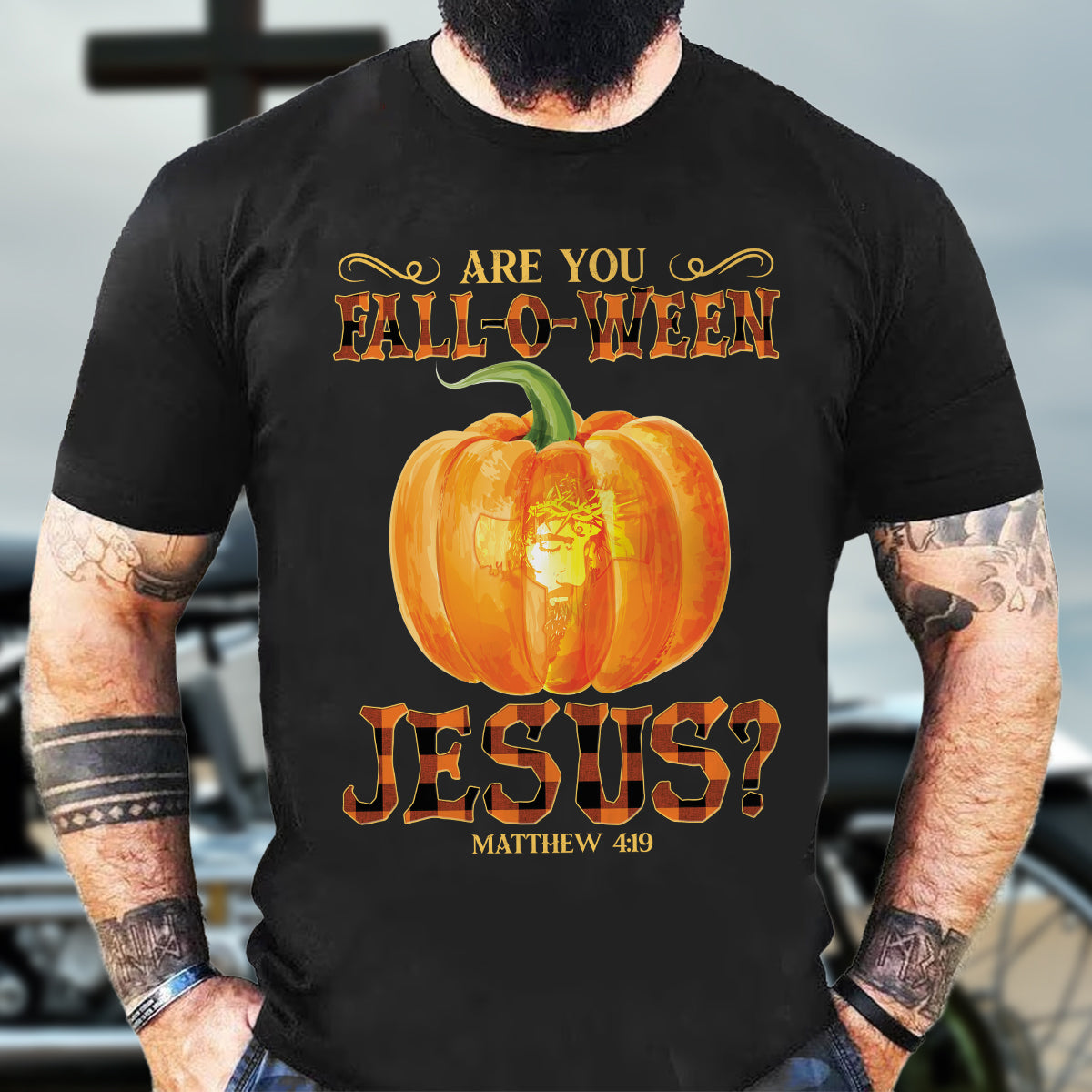 Teesdily | Jesus Art Pumpkin Shirt, Are You Fall-o-ween Jesus Matthew 4 11 Tee Sweatshirt Hoodie Mug, Halloween Gifts, Jesus Lovers Tee