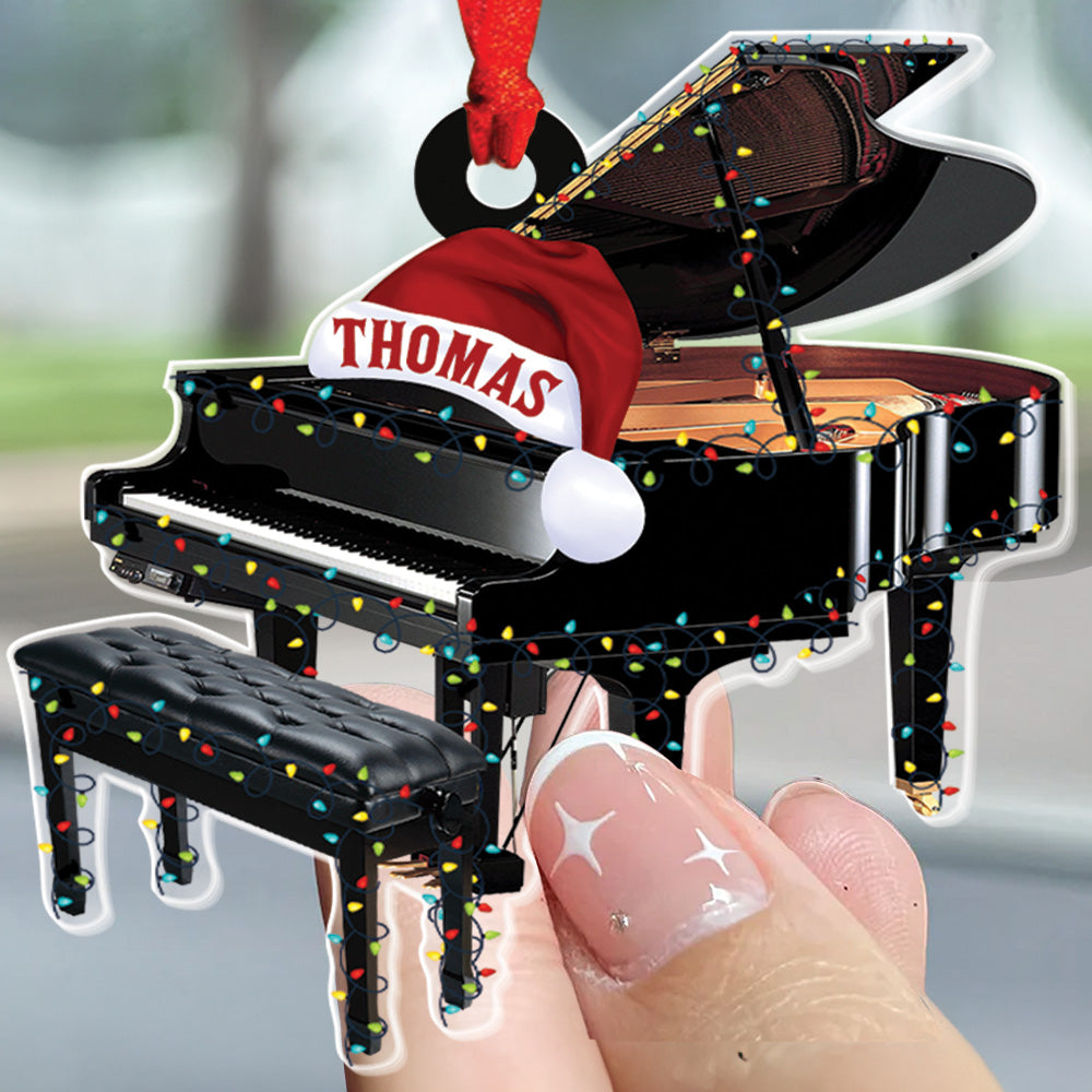 Teesdily | Personalized Piano Christmas Ornament, Music Christmas Ornament, Piano Player Musician Ornament, Piano Lovers Gift