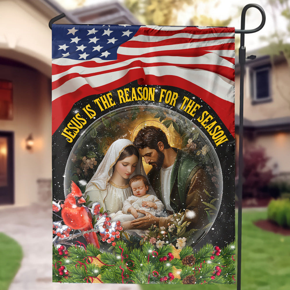 Teesdily | Jesus Nativity Christmas Holy Family Christmas Flag, Jesus Is The Reason For The Season Garden Flag House Flag Decor