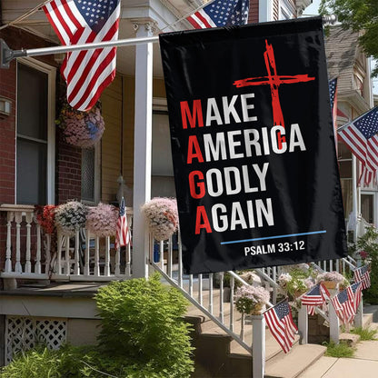 Teesdily | Jesus Make America Godly Again Garden Flag, Jesus Christ Cross Yard Flag, Patriotism Seasonal Flag For Outdoor Holiday Decorations