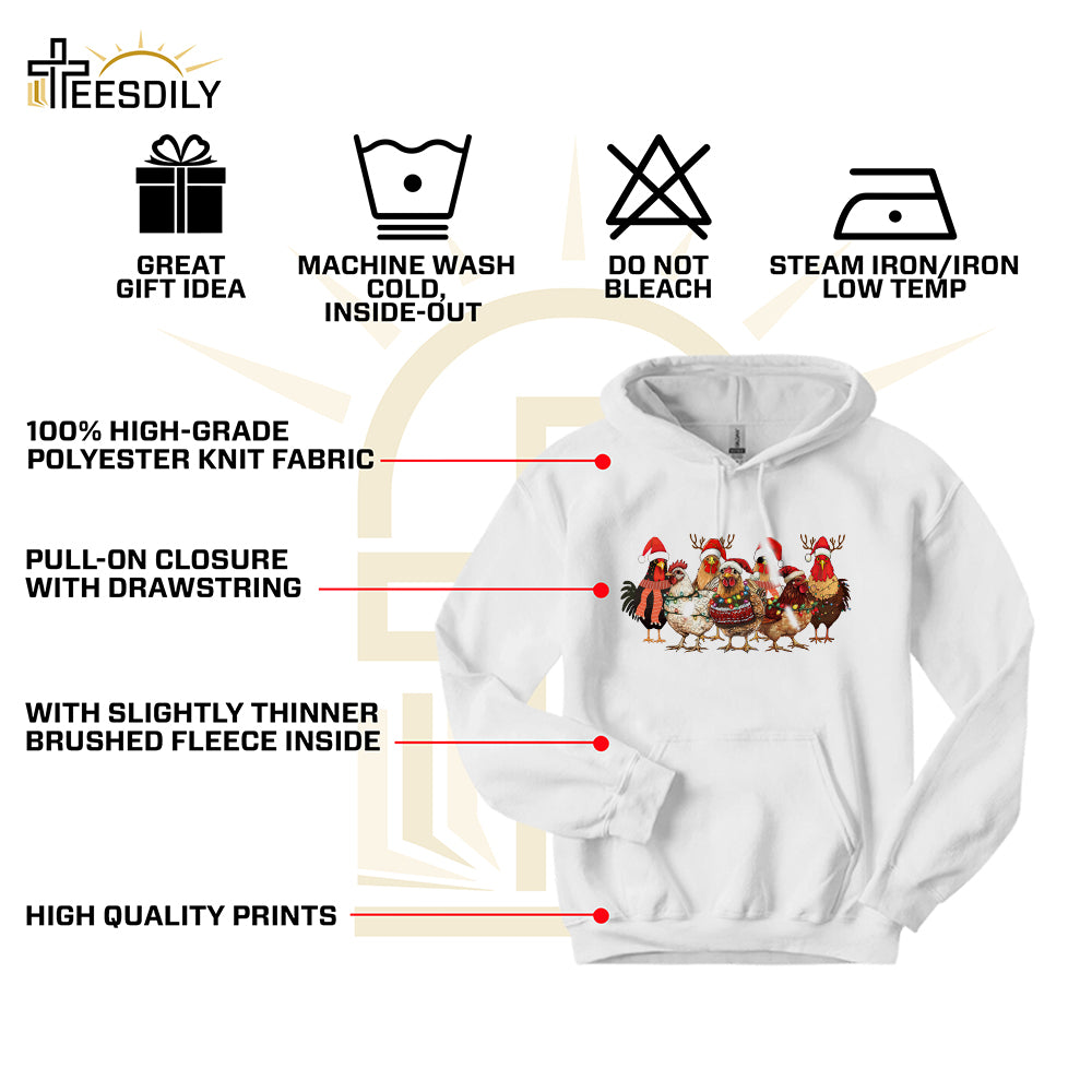 Teesdily | Christmas Chickens Shirt, Farming Chicken Christmas Sweatshirt, Funny Christmas Farm Hoodie Mug, Chicken Lovers Gift