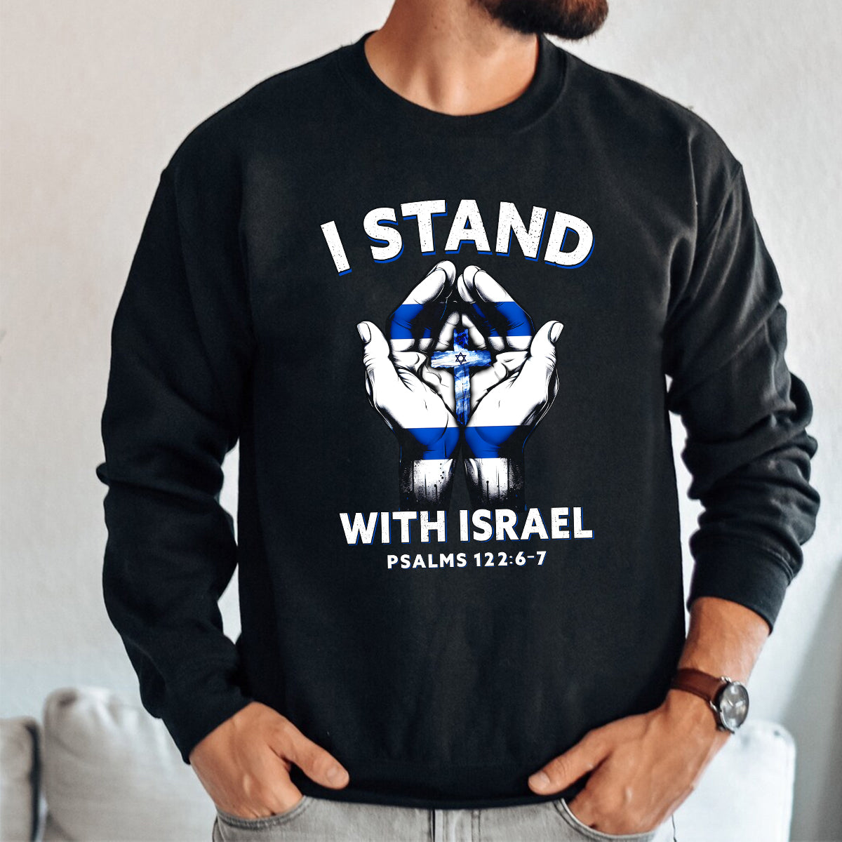 Teesdily | I Stand With Israel Jesus Shirt, Israel Flag Hoodie Sweatshirt Mug, Jesus Lovers Gifts, Israel Support Tee