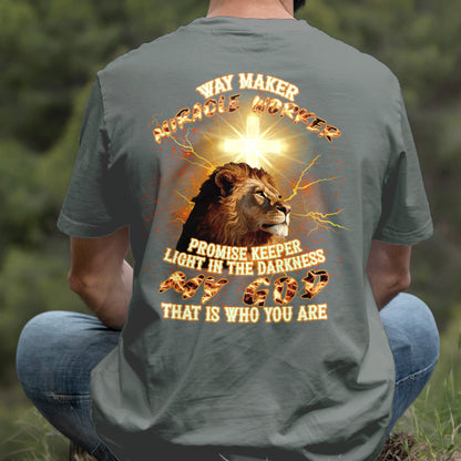 Teesdily | Way Maker Miracle Worker Promises Keeper Shirt, Jesus Cross Lion Sweatshirt, My God Hoodie Mug, Faith Religious Gift